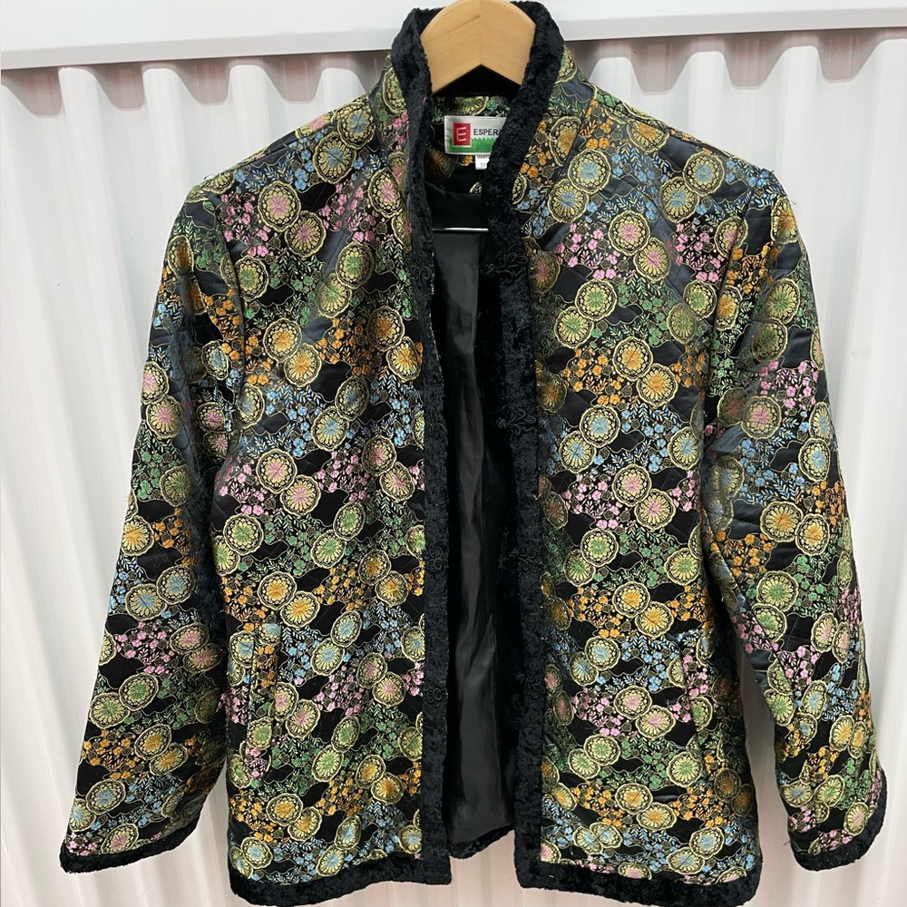 Black Embroidered Evening Jacket by Esperanto
